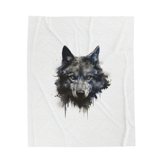 Dark Wolf Velveteen Plush Blanket