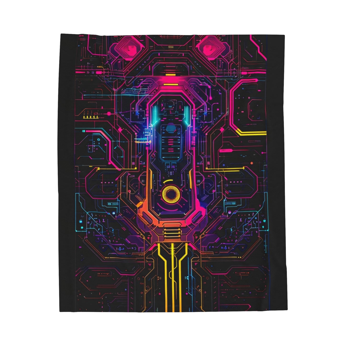 Neon Circuit Velveteen Plush Blanket