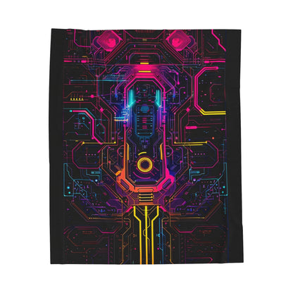 Neon Circuit Velveteen Plush Blanket